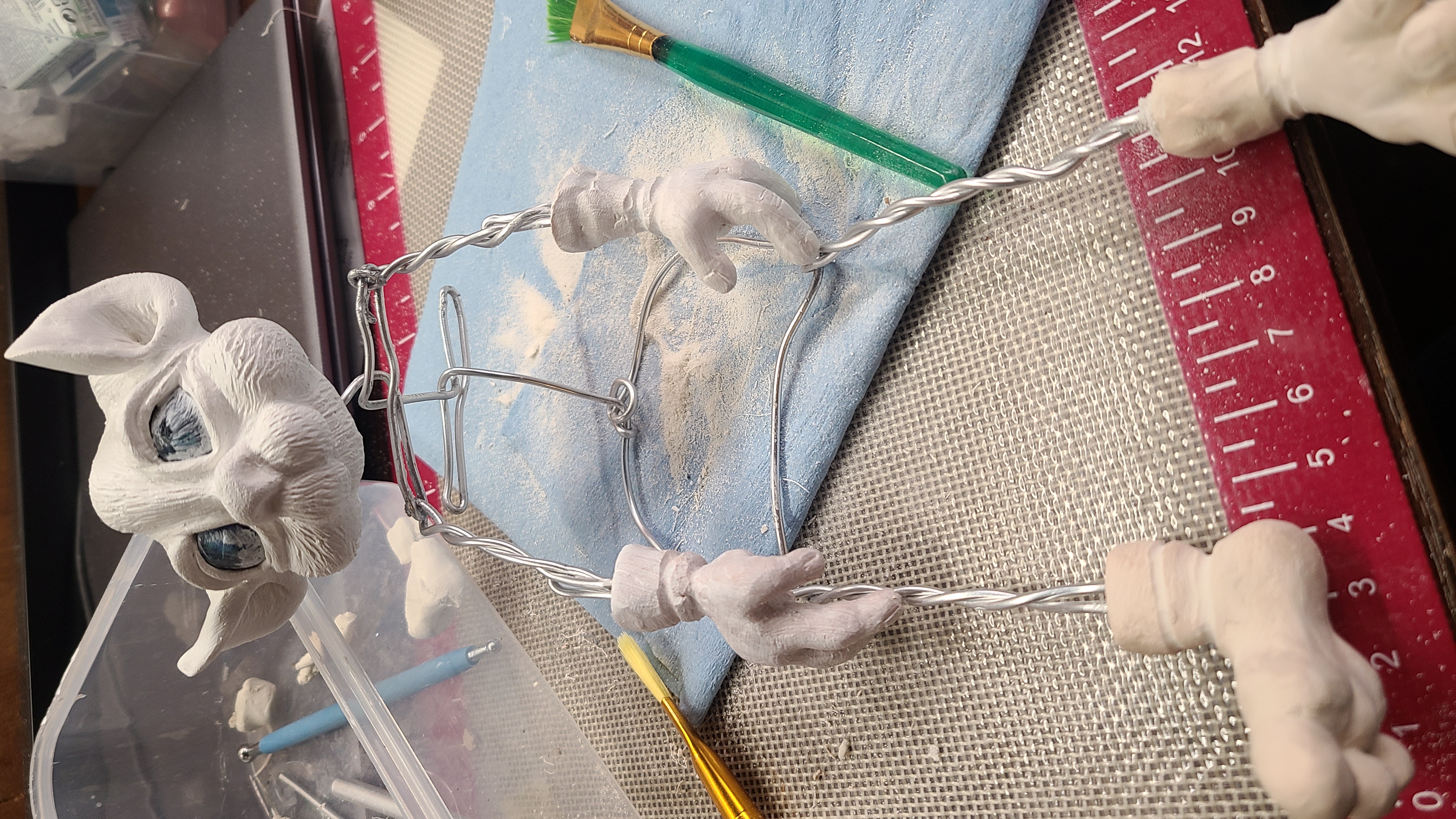 photo of hand sculpted soft toy in the middle of creation process.